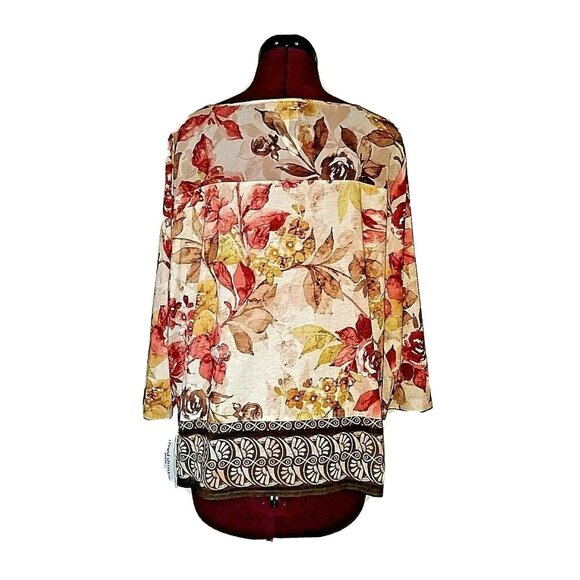 Alfred Dunner Top Multicolor Women Side Split Size Petite XL Embellished - Picture 2 of 5